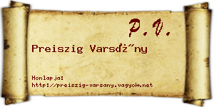 Preiszig Varsány névjegykártya